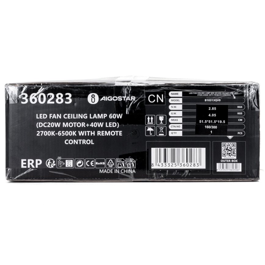 Aigostar - Ventilador de techo LED regulable LED/40W/230V 2700-6500K diá. 48 cm + control remoto blanco
