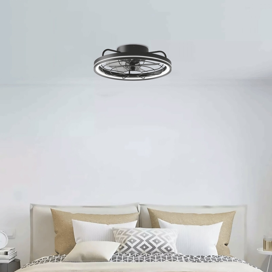 Aigostar - Ventilador de techo LED regulable LED/40W/230V 2700-6500K diá. 48 cm + control remoto negro