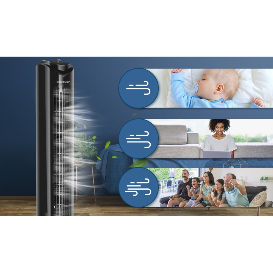 Aigostar - Ventilador de torre 45W/230V negro