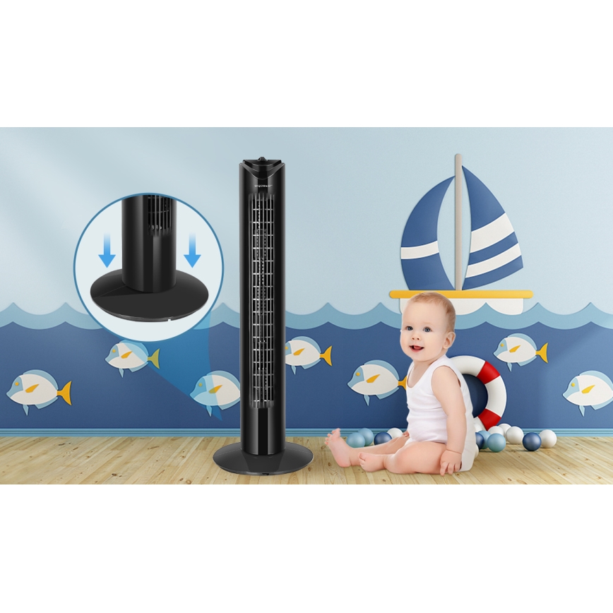 Aigostar - Ventilador de torre 45W/230V negro
