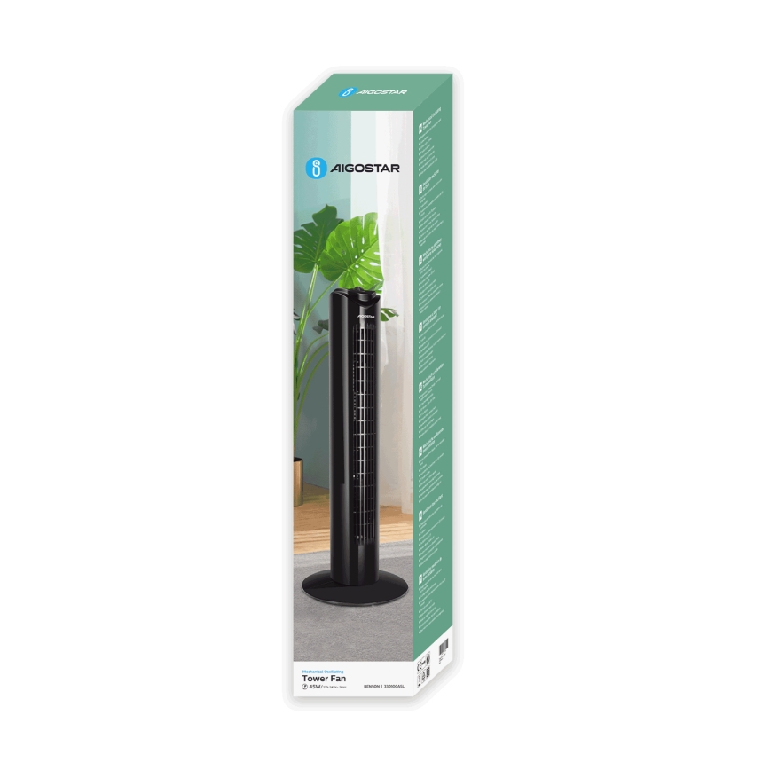 Aigostar - Ventilador de torre 45W/230V negro
