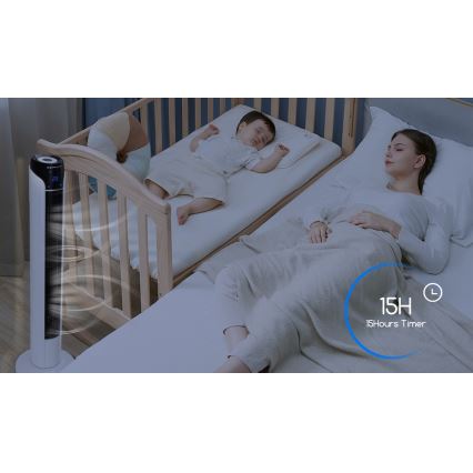 Aigostar - Ventilador de torre 50W/230V negro/blanco + control remoto