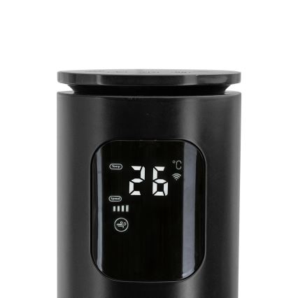 Aigostar - Ventilador de torre 50W/230V negro Wi-Fi + control remoto
