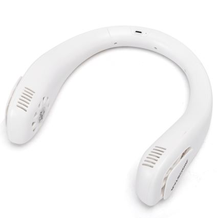 Aigostar - Ventilador recargable para el cuello 4W/5V 2000mAh blanco