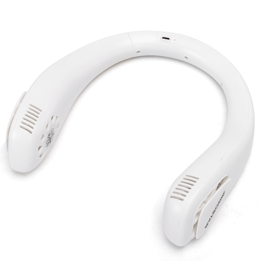 Aigostar - Ventilador recargable para el cuello 4W/5V 2000mAh blanco