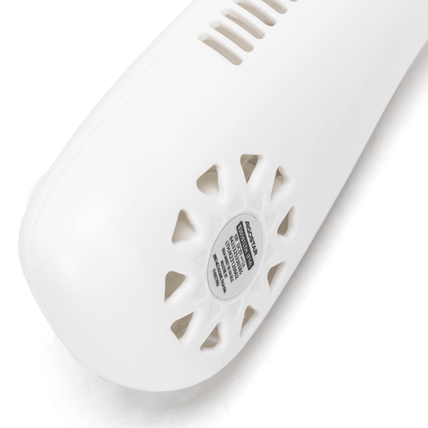 Aigostar - Ventilador recargable para el cuello 4W/5V 2000mAh blanco