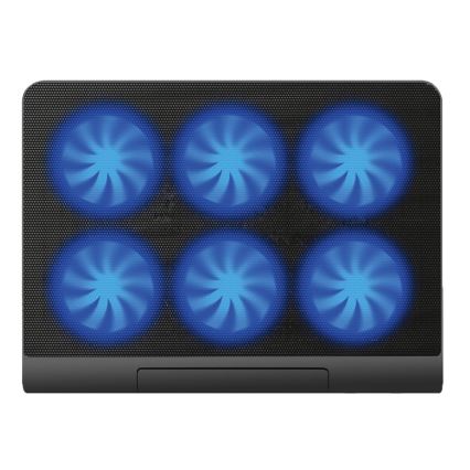 Almohadilla de refrigeración para portátil 6x ventilador 2xUSB negro