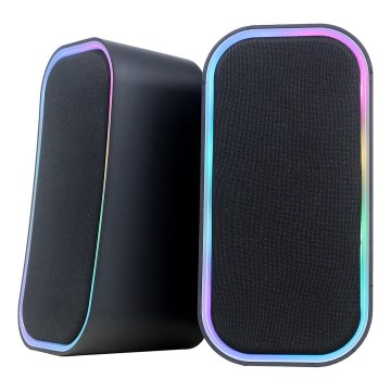 Altavoces USB con retroiluminación RGB 2x3W/5V negro
