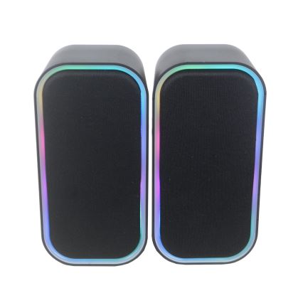 Altavoces USB con retroiluminación RGB 2x3W/5V negro