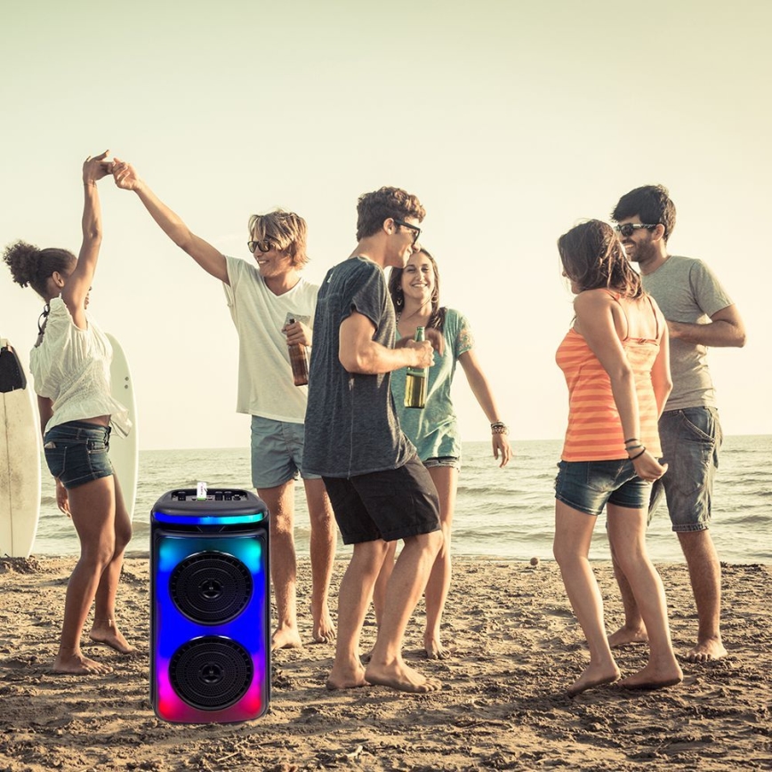 Altavoz LED RGB recargable con un micrófono 400W/2400 mAh + control remoto