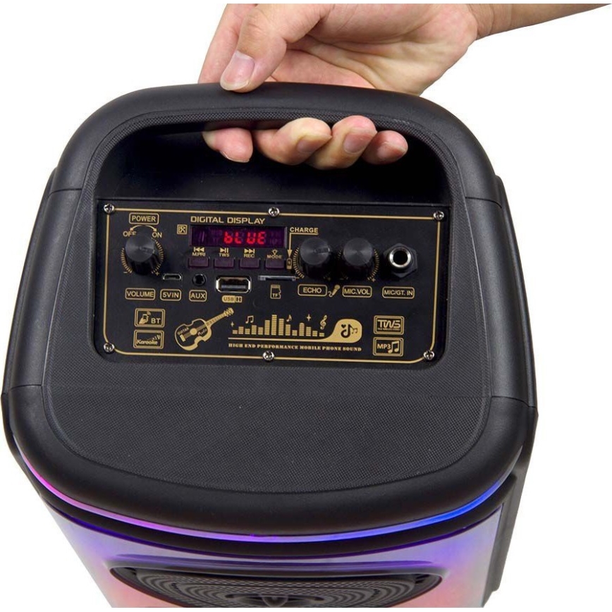 Altavoz LED RGB recargable con un micrófono 400W/2400 mAh + control remoto