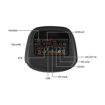 Altavoz LED RGB recargable con un micrófono 400W/2400 mAh + control remoto