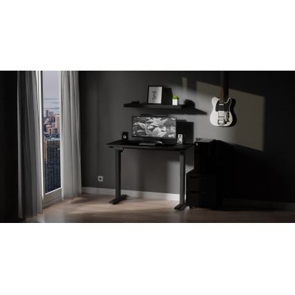 Altura ajustable mesa LEVANO 120x60 cm negro