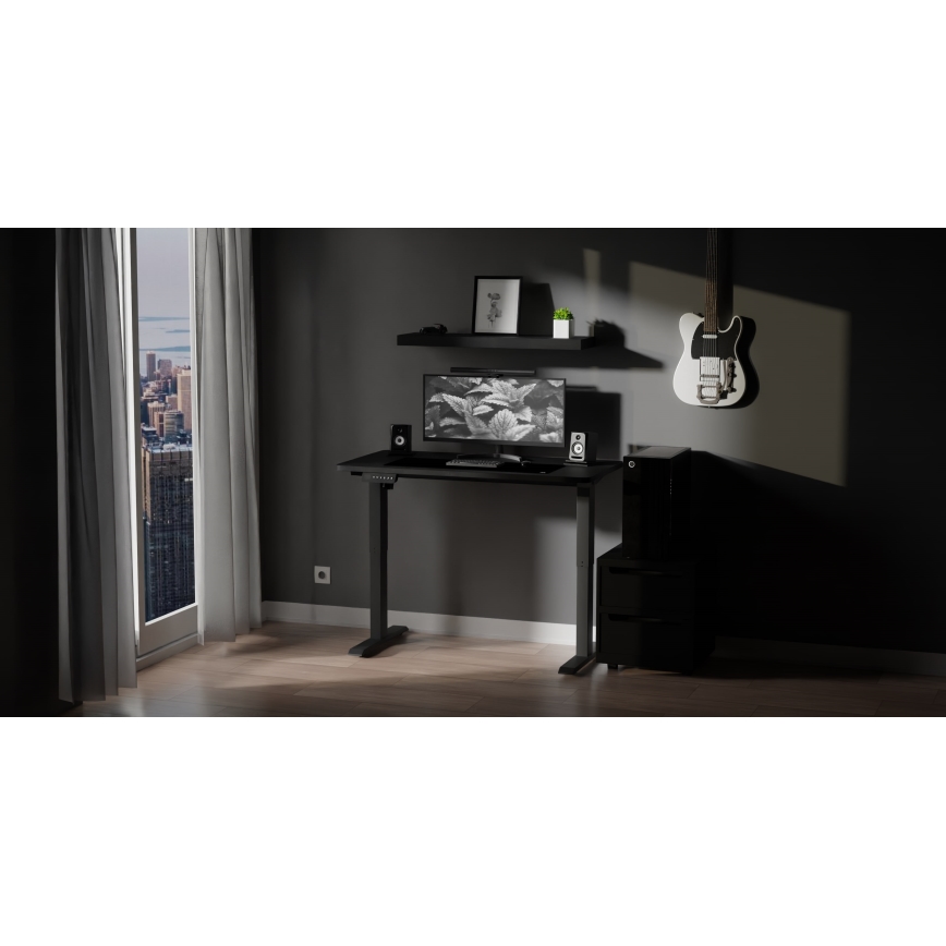 Altura ajustable mesa LEVANO 120x60 cm negro