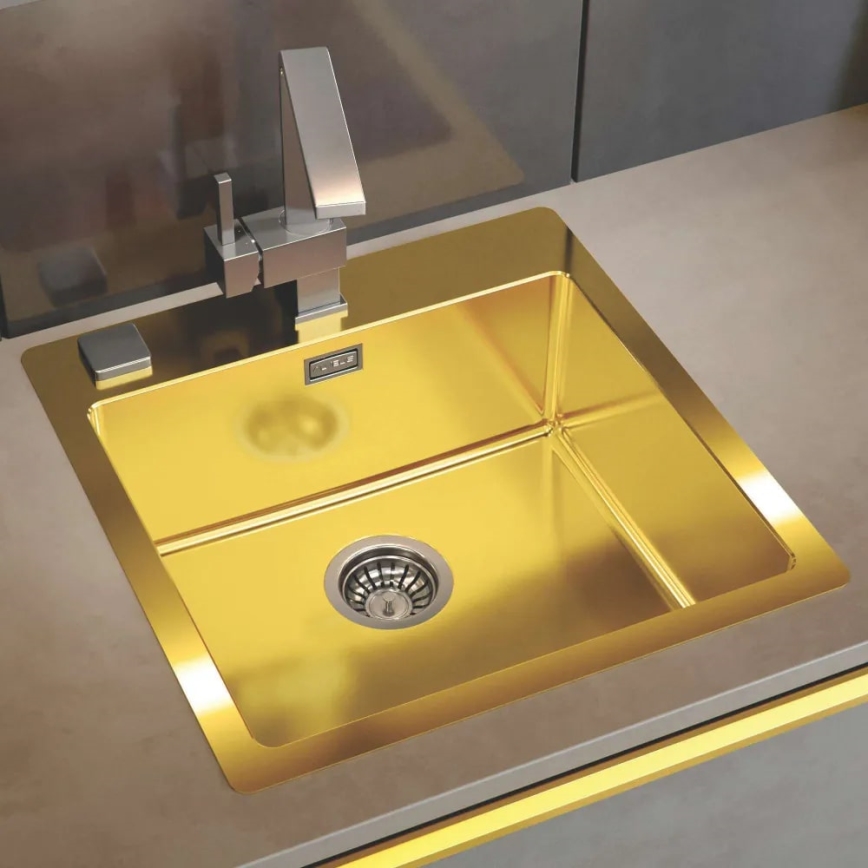 ALVEUS 1107052 - Fregadero de cocina PURE 52,5x51,5 cm acero inoxidable/bronce