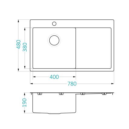 ALVEUS 1124384 - Fregadero de cocina QUARTO 78x48 cm satén