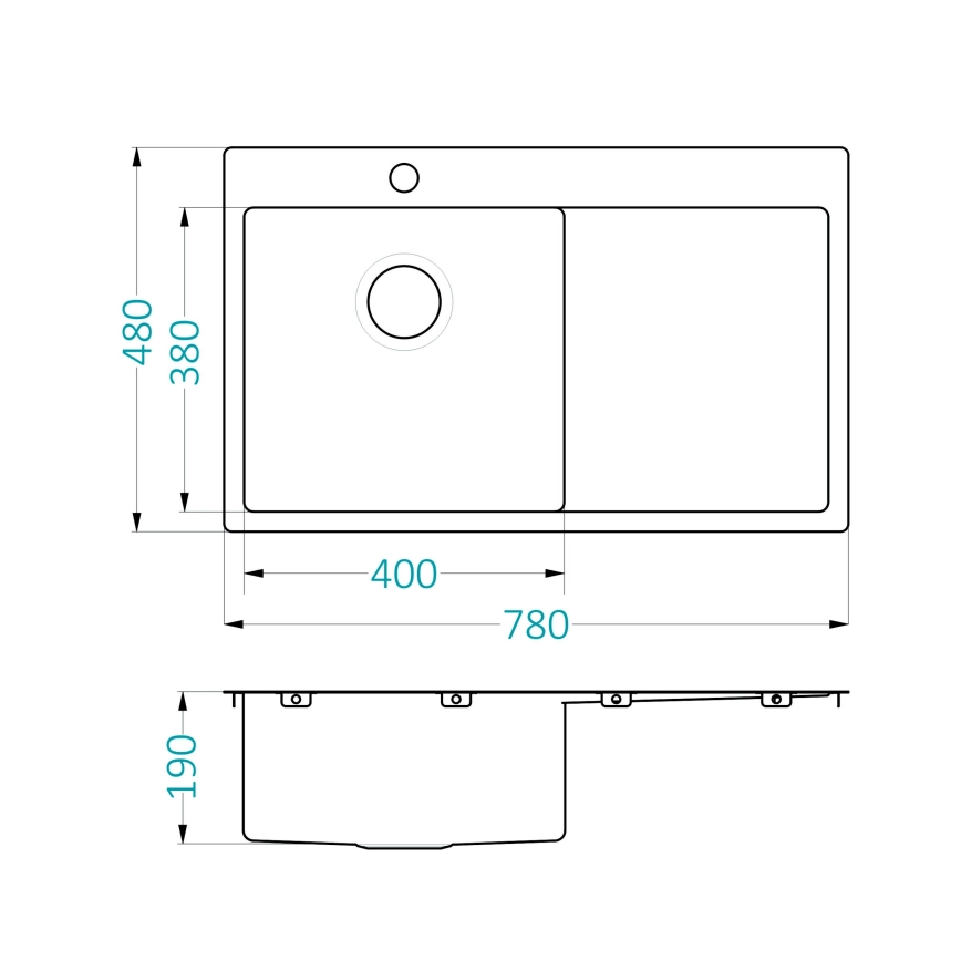 ALVEUS 1124384 - Fregadero de cocina QUARTO 78x48 cm satén