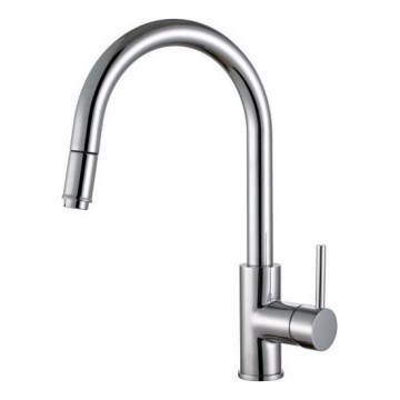 ALVEUS 1129021 - Grifo de fregadero con rociador extraíble DELOS 38 cm cromo mate