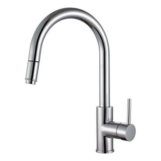 ALVEUS 1129021 - Grifo de fregadero con rociador extraíble DELOS 38 cm cromo mate