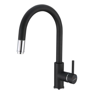 ALVEUS 1129022 - Grifo de fregadero con rociador extraíble DELOS 38 cm granito/negro