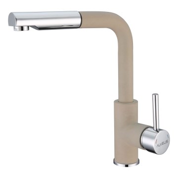 ALVEUS 1129045 - Grifo de fregadero con rociador extraíble SIROS 29,7 cm granito/beige