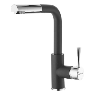 ALVEUS 1129048 - Grifo de fregadero con rociador extraíble SIROS 29,7 cm granito/negro
