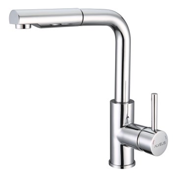 ALVEUS 1135365 - Grifo de fregadero con rociador extraíble SARA 29,7 cm acero inoxidable