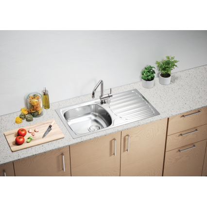 ALVEUS 1136539 - Fregadero de cocina BASIC 78x43,5 cm acero mate/satin, salida grande