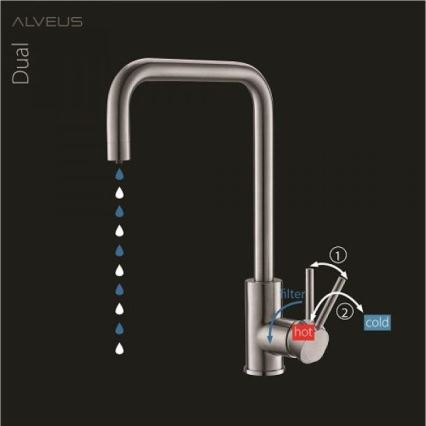 ALVEUS 1139811 - Grifo de fregadero DUAL 37 cm granito/beige
