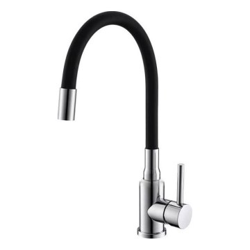 ALVEUS 1144427 - Grifo de fregadero con brazo flexible MINTAS 34 cm latón/cromo brillante/negro