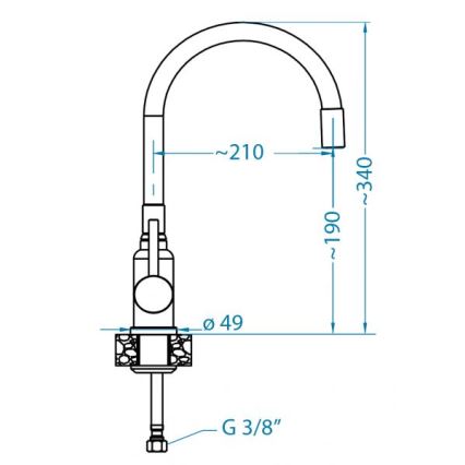 ALVEUS 1144427 - Grifo de fregadero con brazo flexible MINTAS 34 cm latón/cromo brillante/negro