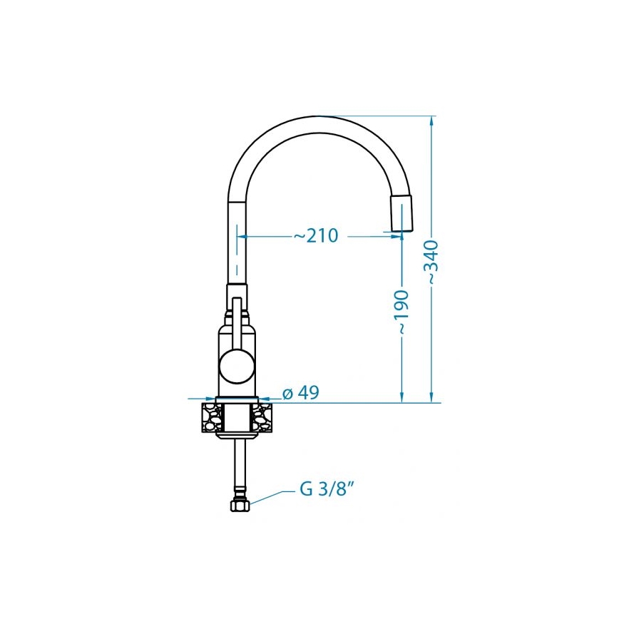 ALVEUS 1144427 - Grifo de fregadero con brazo flexible MINTAS 34 cm latón/cromo brillante/negro