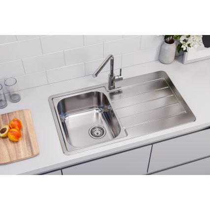 ALVEUS 1144640 - Fregadero de cocina LINE 86x50 cm acero mate/satin, sin excéntrica