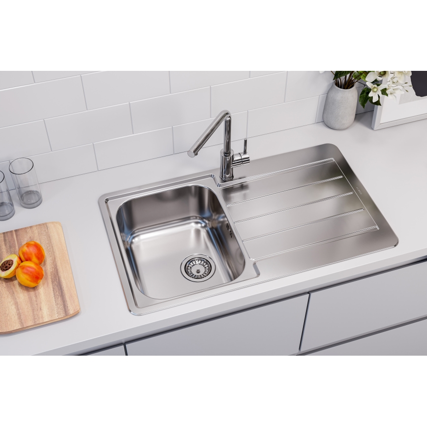 ALVEUS 1144640 - Fregadero de cocina LINE 86x50 cm acero mate/satin, sin excéntrica