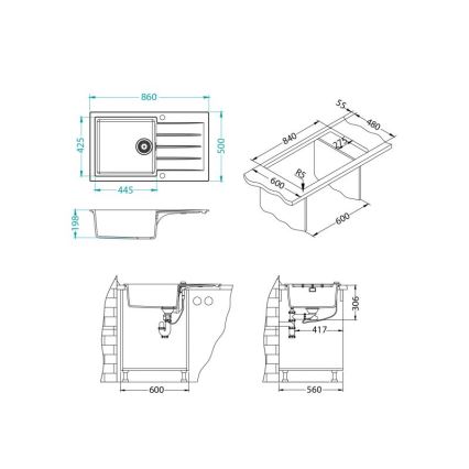 ALVEUS 1148160 - Fregadero de cocina CADIT 86x50 cm granito/negro