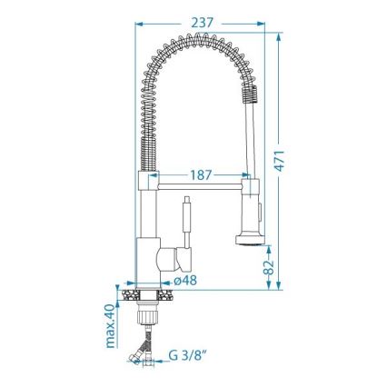 ALVEUS 1150886 - Grifo de fregadero con brazo flexible con ducha URBAN 47,1 cm acero inoxidable
