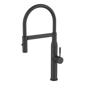 ALVEUS 1150893 - Grifo de fregadero con brazo flexible con ducha MIRAGE 49,5 cm negro