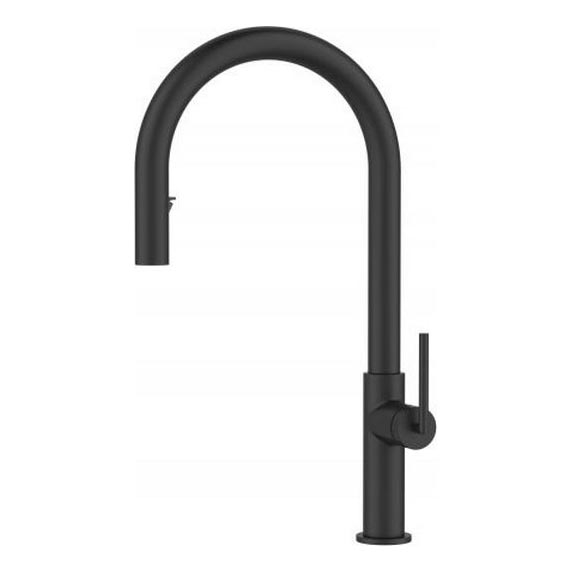 ALVEUS 1150895 - Grifo de fregadero con rociador extraíble ORION 44,2 cm negro