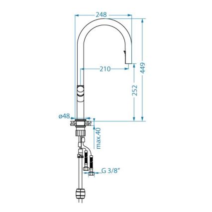 ALVEUS 1150908 - Grifo de fregadero con rociador extraíble SWAN 44,9 cm negro