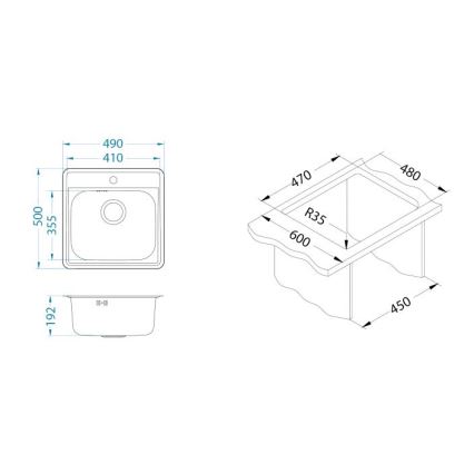 ALVEUS 1151258 - Fregadero de cocina MORE 50x49 cm acero mate/satén