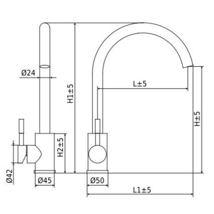 ALVEUS ES3508A - Grifo de fregadero VIOLA 36,7 cm acero inoxidable