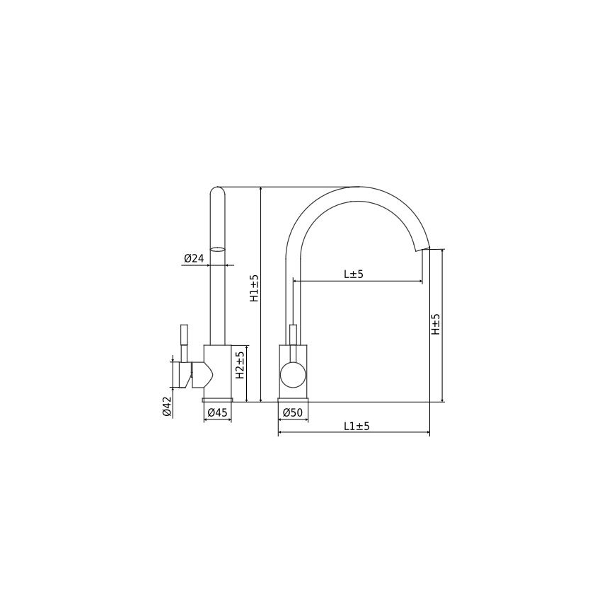 ALVEUS ES3508A - Grifo de fregadero VIOLA 36,7 cm acero inoxidable