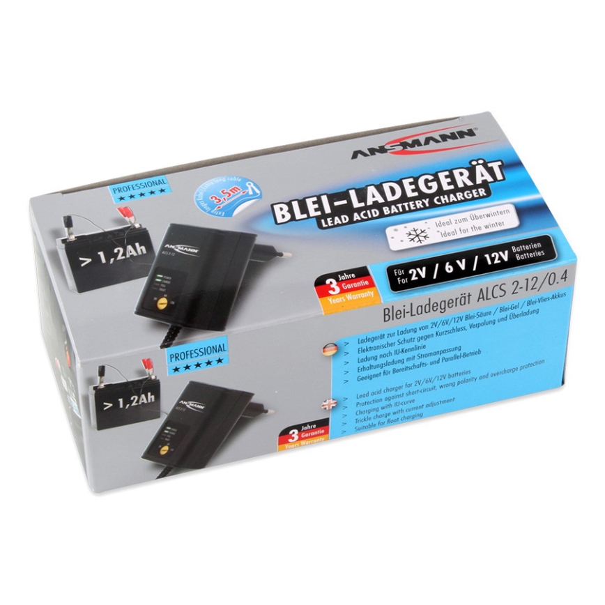 Ansmann 11496 - ALCS 2-12/0,4 - Cargador de baterías 2-12V/1,2-40Ah
