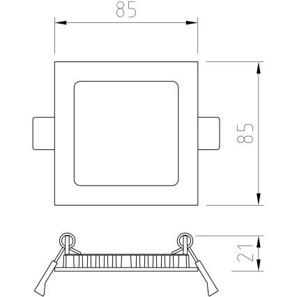 APLED - Lámpara empotrable de baño LED SQUARE LED/3W/230V IP41 85x85 mm