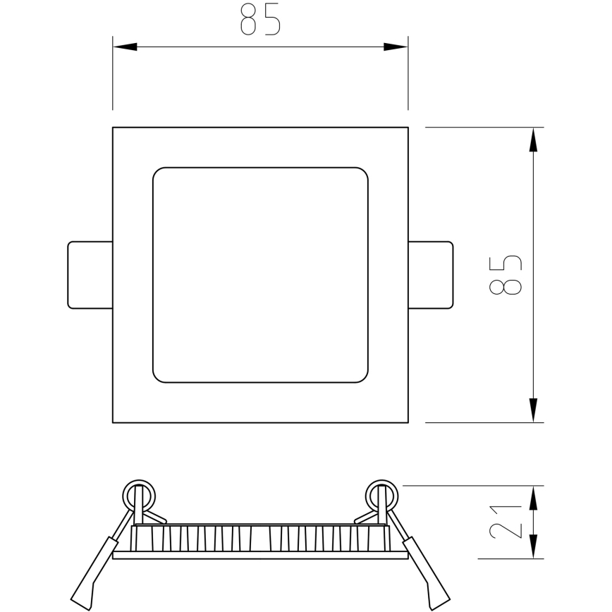APLED - Lámpara empotrable de baño LED SQUARE LED/3W/230V IP41 85x85 mm