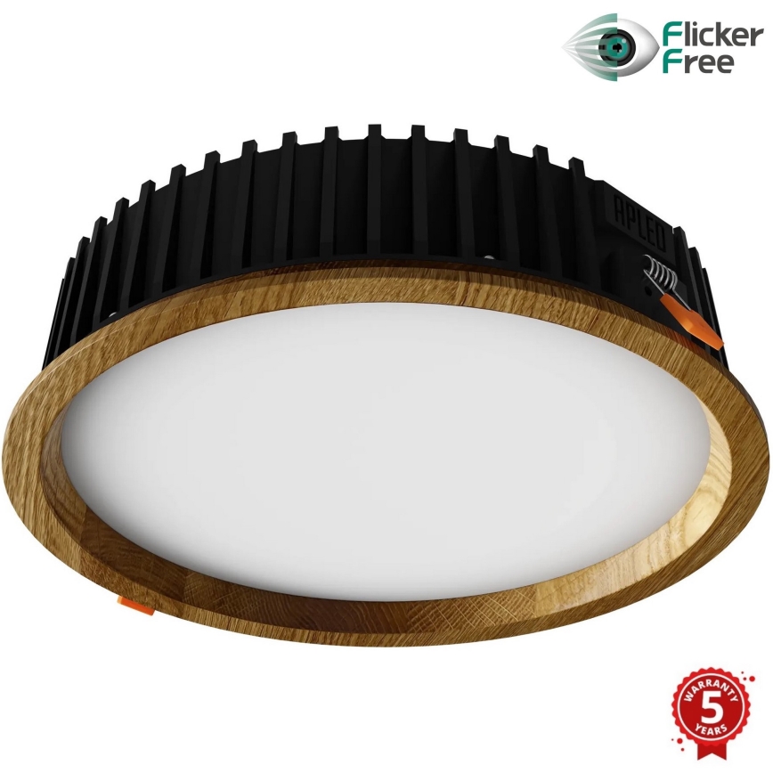 APLED - Lámpara empotrable LED RONDO WOODLINE LED/18W/230V 3000K diá. 26 cm roble madera maciza