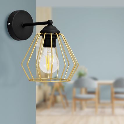Aplique AGAT 1xE27/15W/230V oro/negro