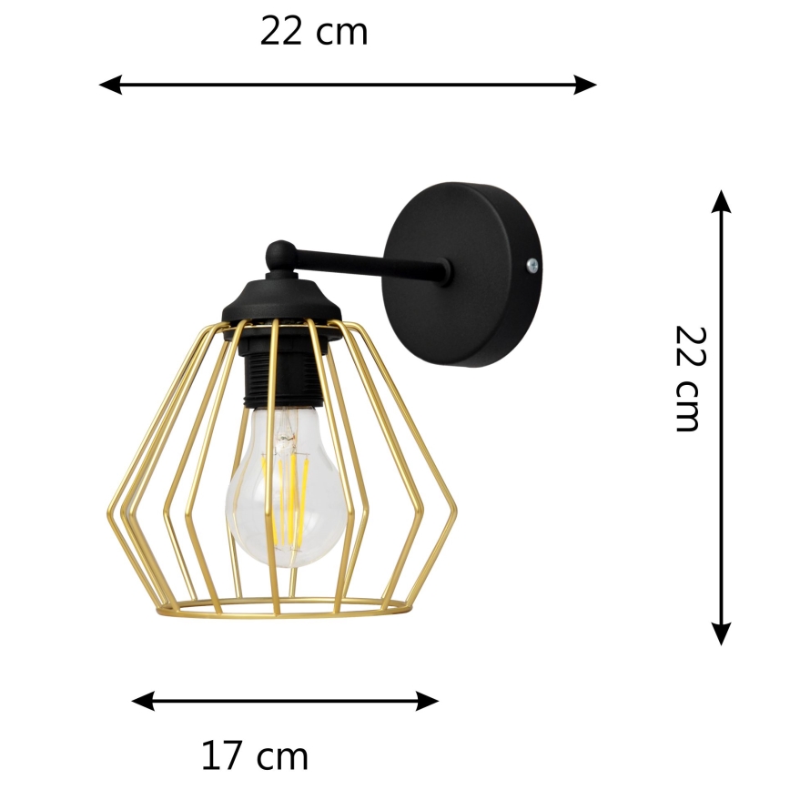 Aplique AGAT 1xE27/15W/230V oro/negro