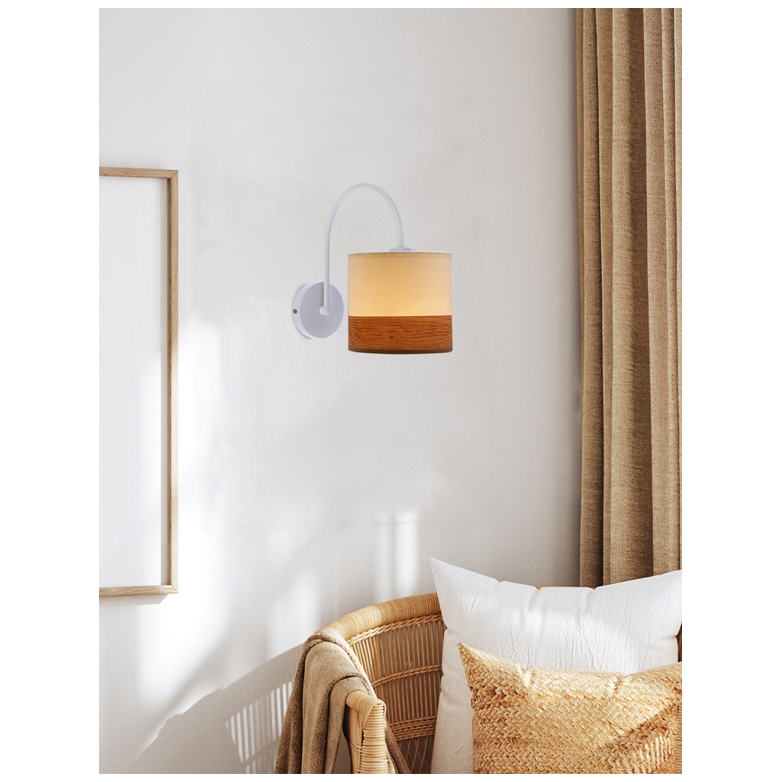 Aplique BIANCO 1xE27/40W/230V blanco/marrón