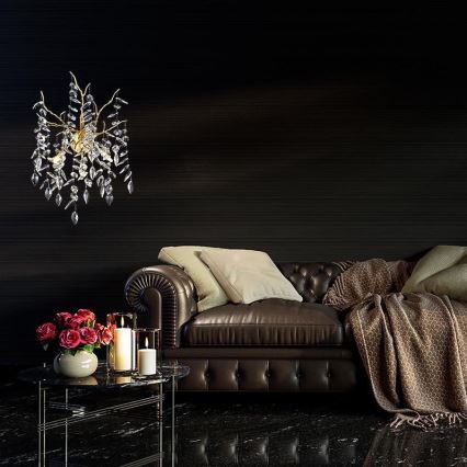Aplique de cristal 3xG9/40W/230V dorado